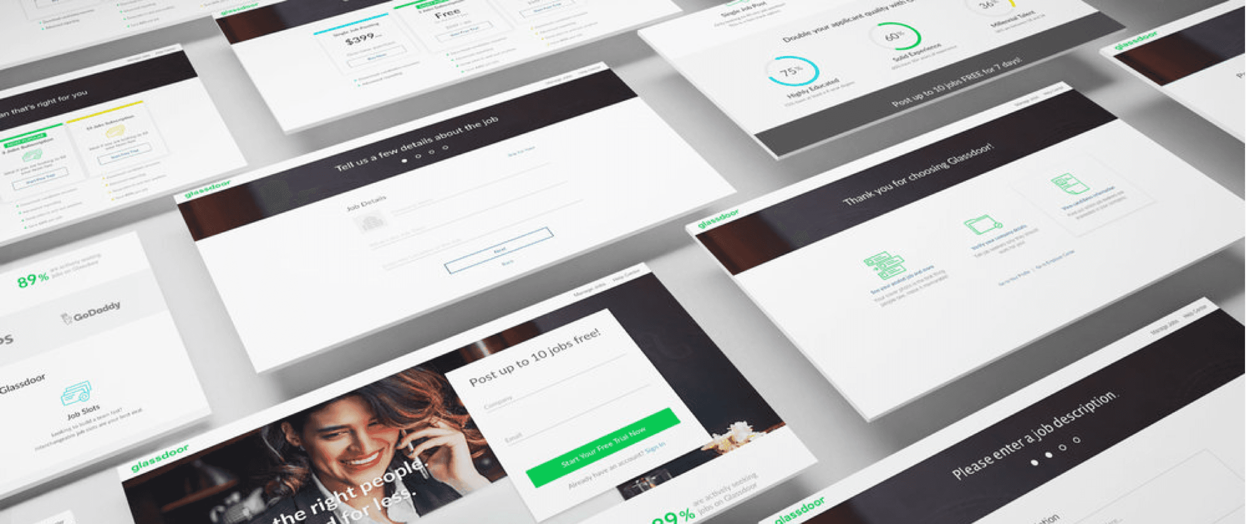 Glassdoor mobile and product workflow screens